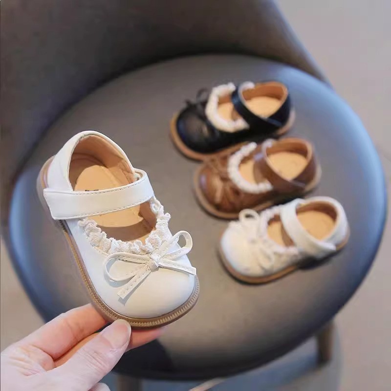 Girls' toddler shoes, autumn new children's soft-soled beanie shoes, girls' baby bows, princess shoes, little girls' single shoes