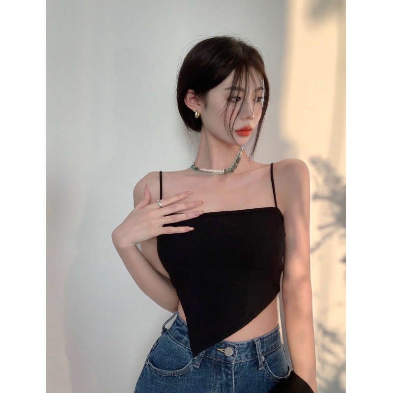 Spring 2022 Women's Irregular All-match Strapless Belly Design Sense with Chest Pad Short Camisole Inner Vest
