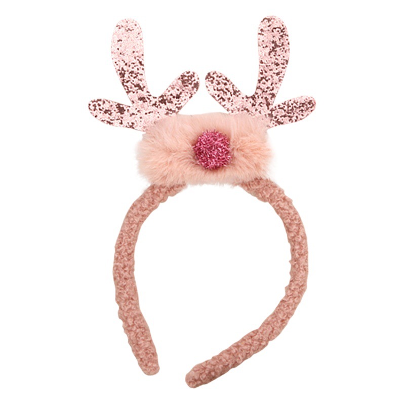2023 Cross-Border Hot Selling Headband Colorful Antlers Stuffed Nose Head Buckle Christmas Photo Hair Accessories Wholesale
