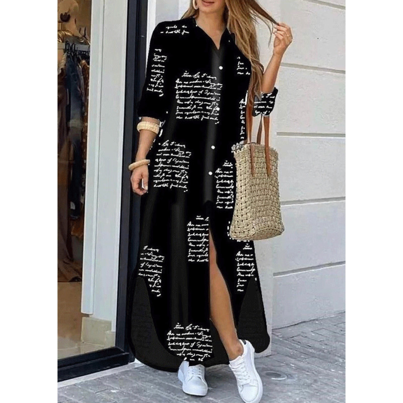 Picture of Cross-Border Women's Clothing Amazon 2025 European and American Spring and Summer New Printed Long-Sleeved Dress Fashionable Sexy Shirt Long Skirt