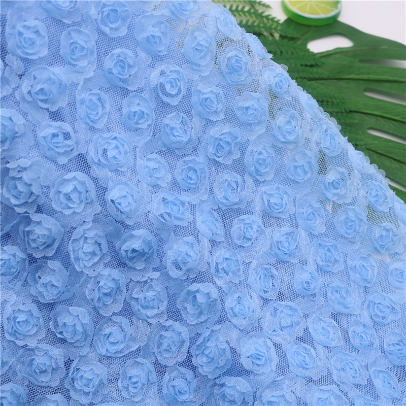 Picture of 3D Three-dimensional Small Rose Chiffon Disc Flower Mesh Embroidered Children's Clothing Hanfu Skirt Lace Lace Wedding Fabric Multicolor