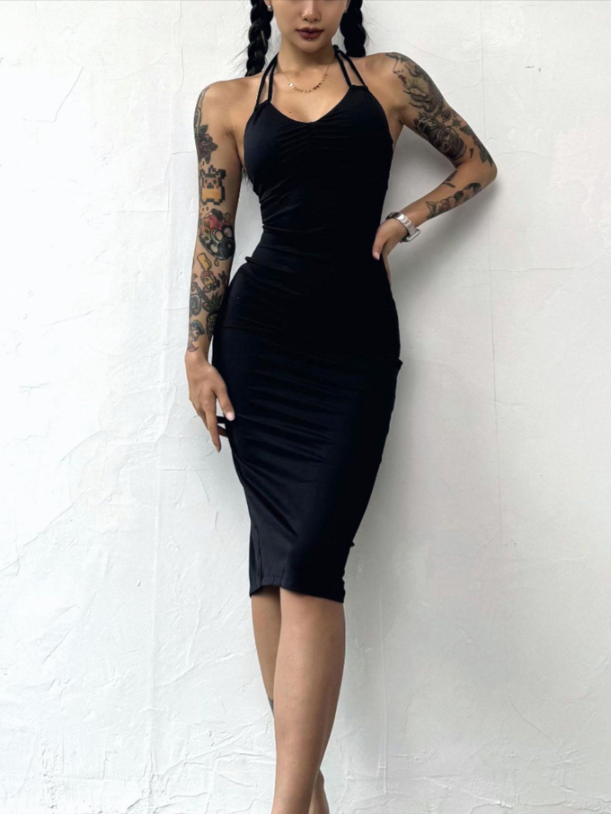Picture of Cross-border European and American Fitness Sports Leisure dress Women's Hanging Neck Beautiful Back Sexy Bag Hip Skirt Cloud Sense Breathable High Elastic