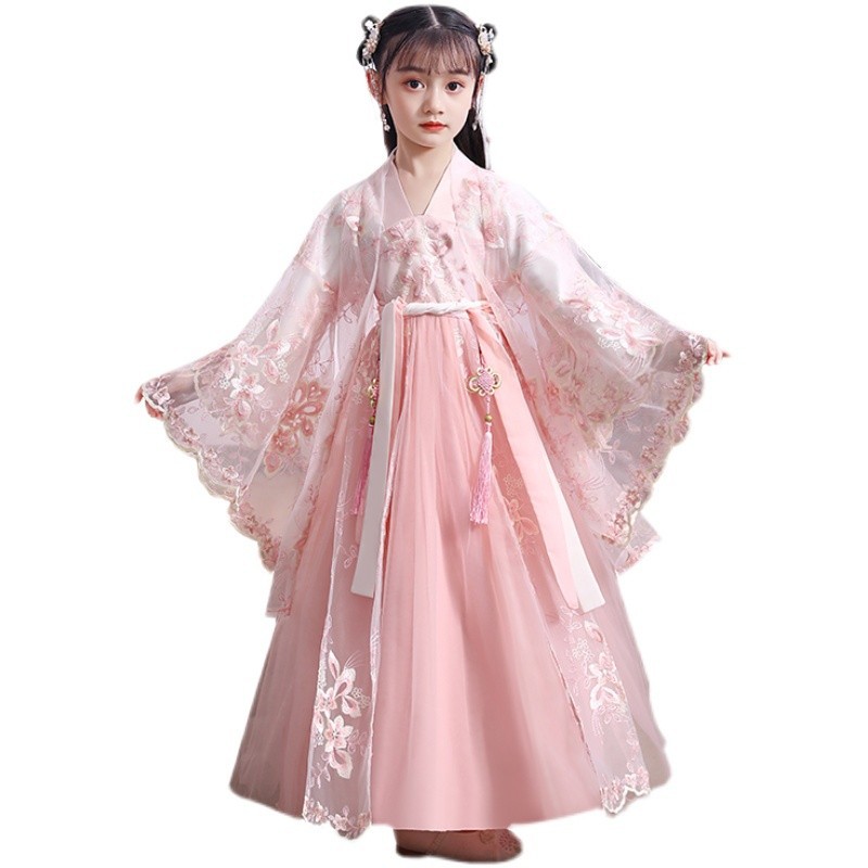 Picture of Hanfu Girl's Spring and Autumn Ancient Costume Chinese Style New Children's Costume Autumn Costume Ancient Style Spring and Autumn Super Immortal Girl's Tang Suit Spring Style
