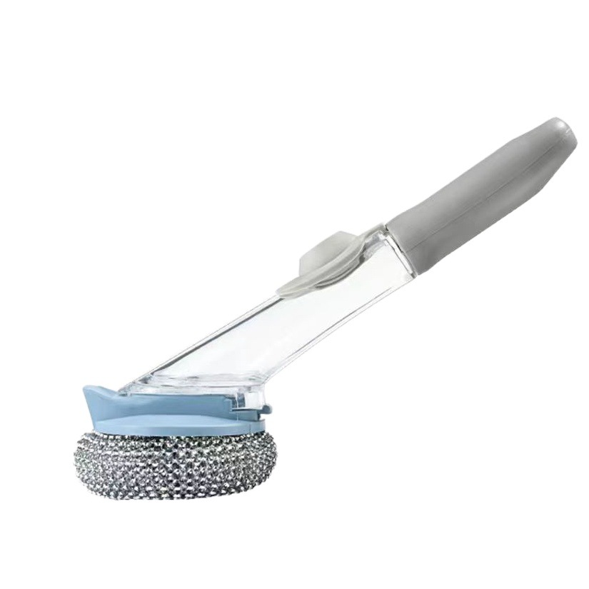 Automatic liquid addition cleaning brush dishwashing brush kitchen dishwashing brush pot artifact does not hurt the pot long handle multifunctional steel wire ball brush