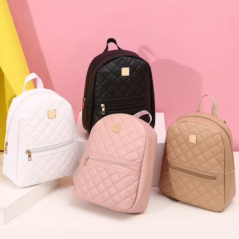 Diamond Embroidered Backpack Fashionable Simple Sequin Decoration Solid Color Large Capacity Convenient Shoulder Bag