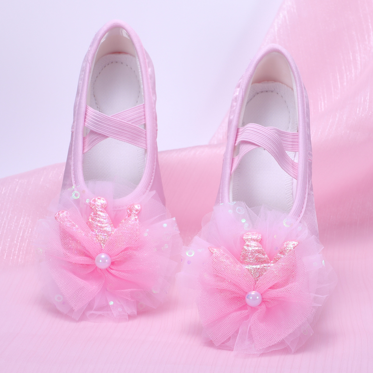 Girls' dance shoes soft-soled exercise shoes Children's Ballet Shoes Baby dancing shoes cute lace purple 8057
