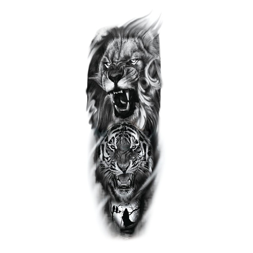 New full-arm waterproof tattoo stickers European and American flower arm beauty lion big arm tattoo sticker a generation of hair tattoo