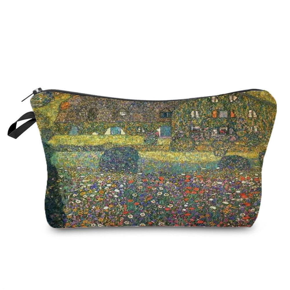 Picture of Personalized fashion cosmetics storage bag new goods wholesale golden oil painting printing cosmetic bag large capacity wash women's bag