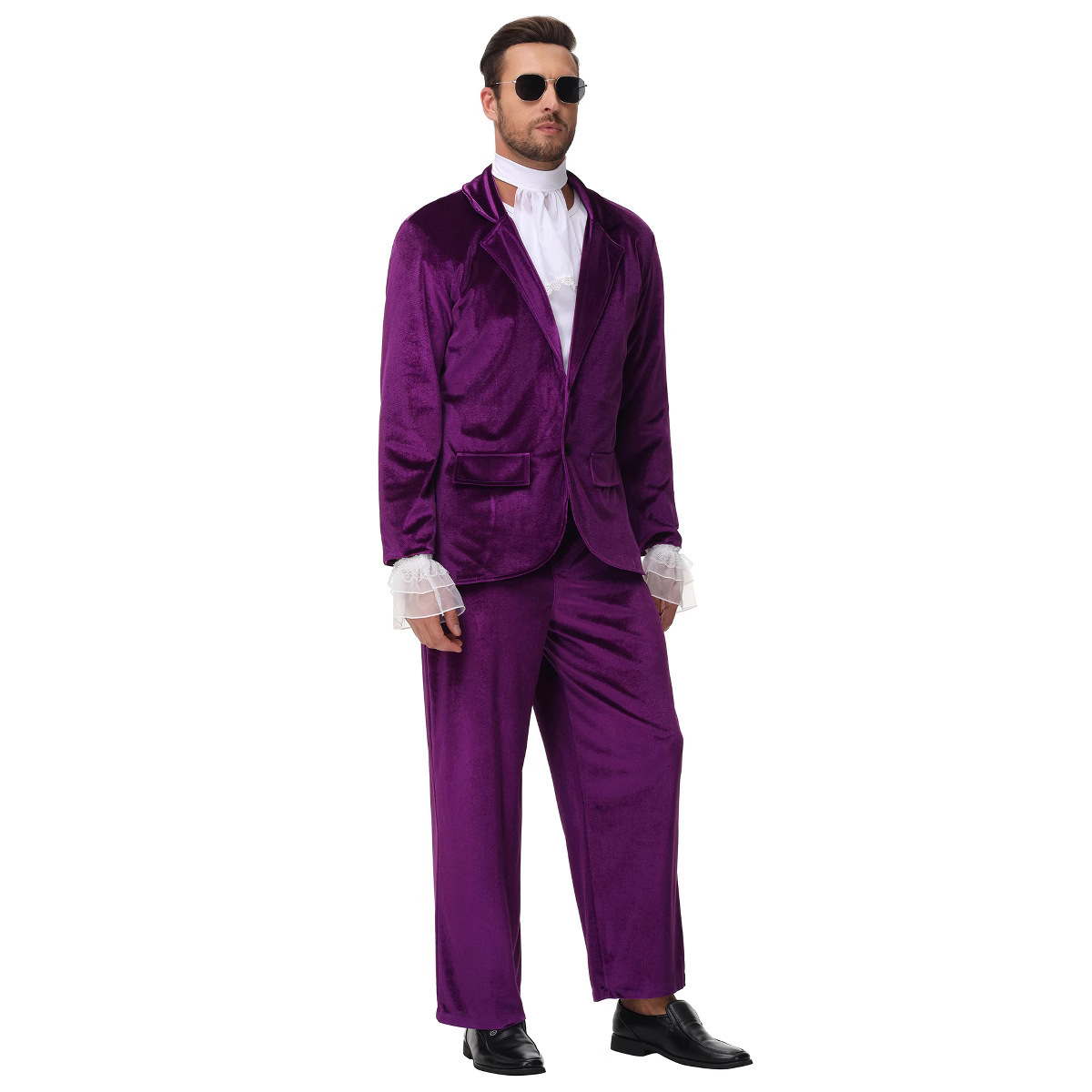 Picture of Fashion Newspaper Cosplay Austin Powers Dress up Bar Hippie Cos Dance Performance Suit Purple