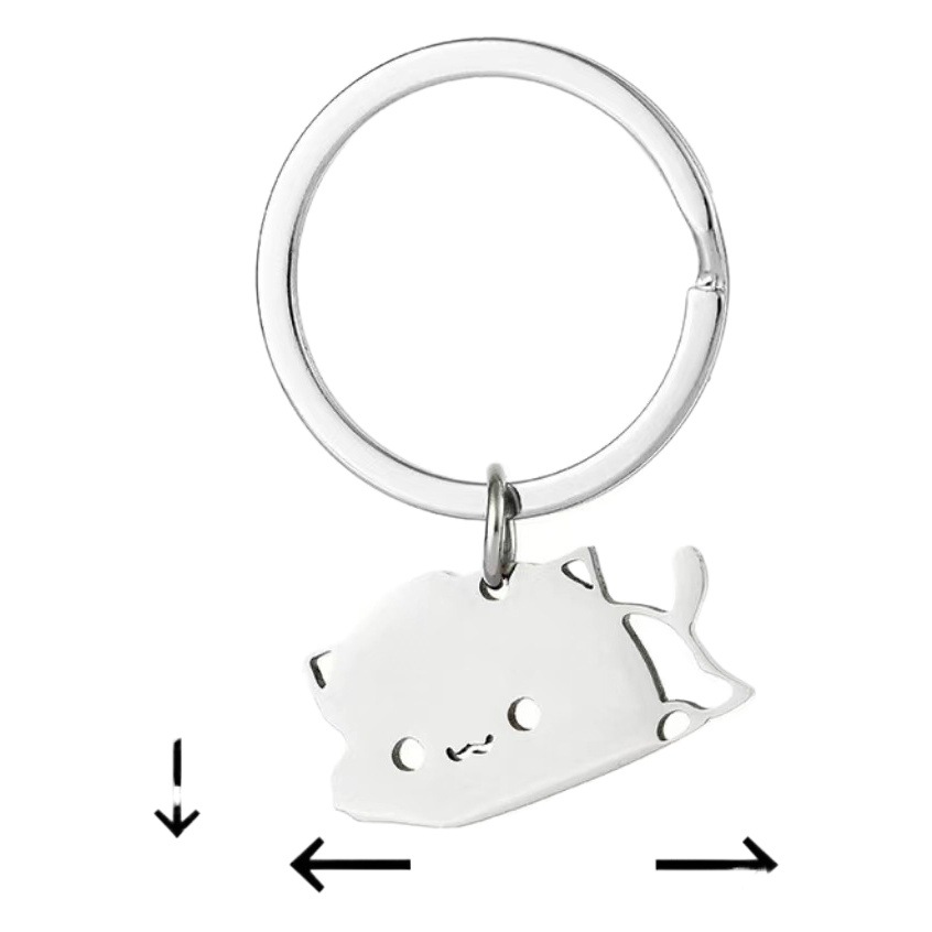 Stainless Steel Cute Cartoon Style Cat Keychain Bestie Couple Bag Pendant Gift Jewelry Mini