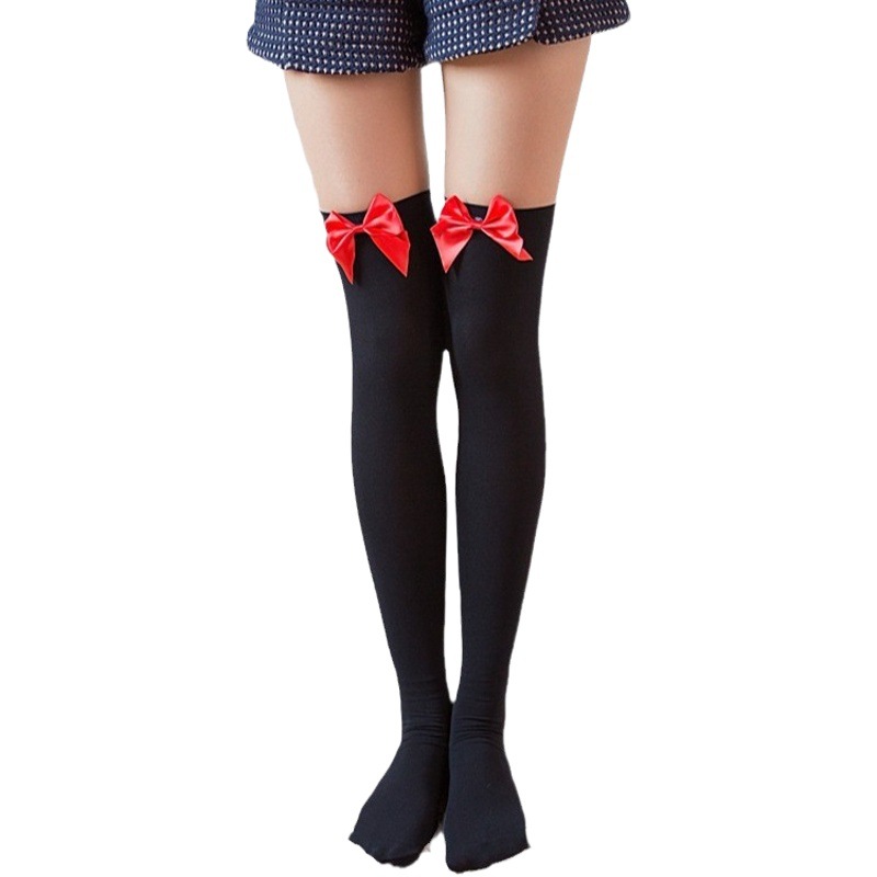 Velvet Stockings Bow Temptation Women's Sexy Stockings Japanese Cute Over-The-Knee Socks Wholesale
