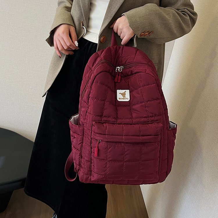 Cotton Bag Niche Design Backpack Autumn and Winter Women's 2025 New Backpack Junior High School Girl Female College Student Schoolbag
