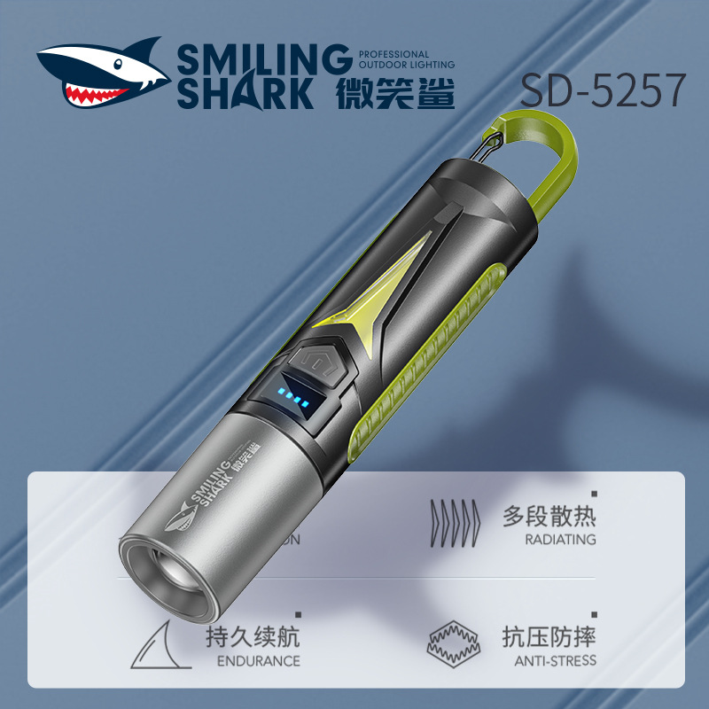 Mini Telescopic Zoom Outdoor Strong Light Flashlight Portable Lock Design Floodlight Side Light Super Practical Camping Style Light Flashlight