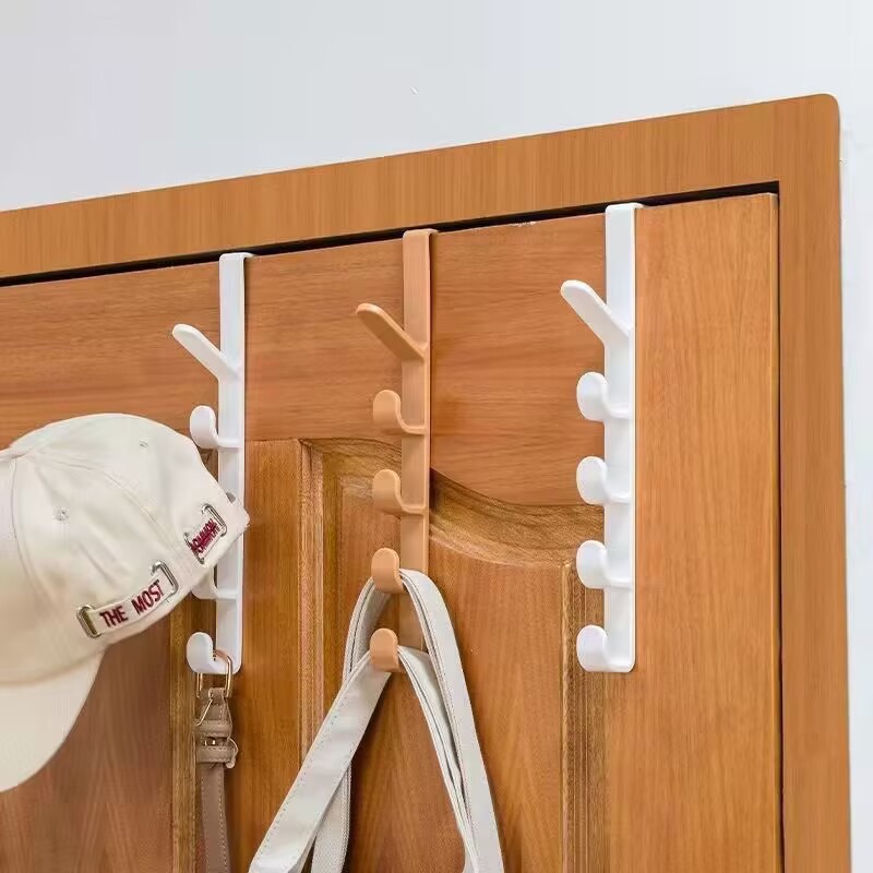 Picture of Door Hook Coat Hook Punch-free Door Hanger Artifact Cabinet Wardrobe Dormitory Door Hook Storage Rack