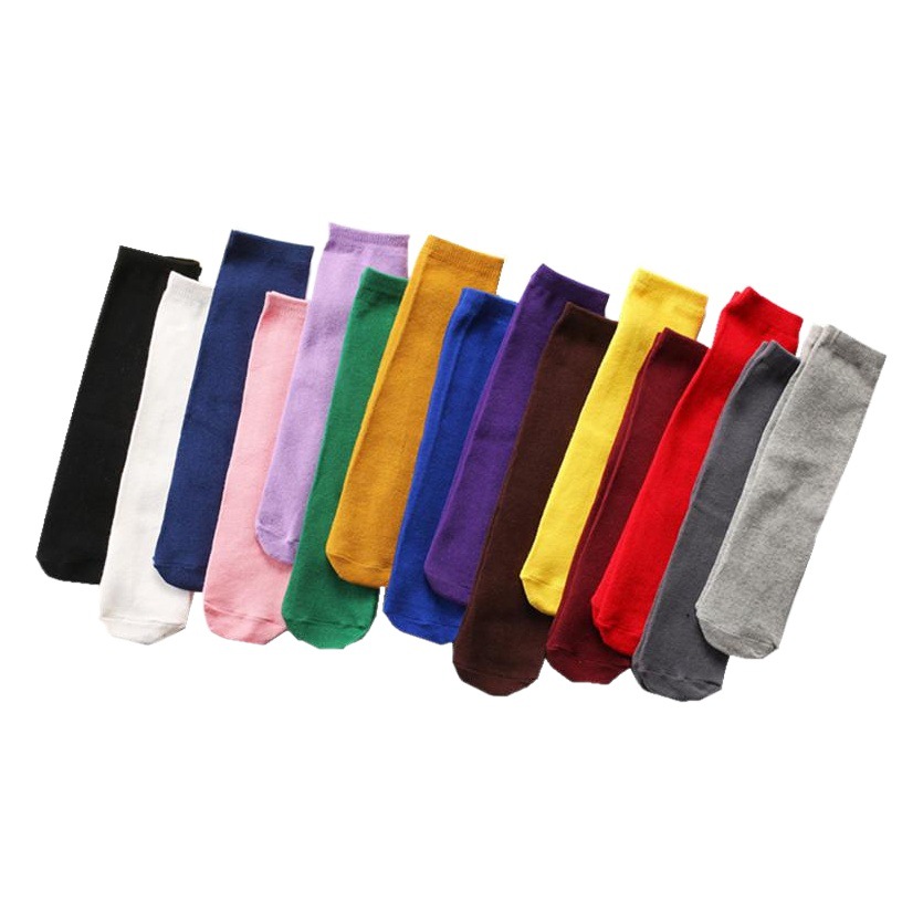Children's Socks Pure Color Black and White Versatile Calf Socks for Large and Small Kidsren Straight Heelless Candy Color Mid-Calf Socks Cotton Socks