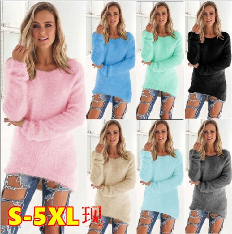EBAY AliExpress autumn and winter explosions WISH fashion solid color long sleeve women's sweater top