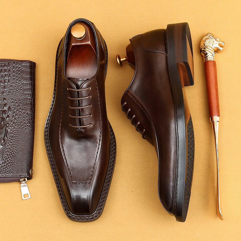 Picture of [vip for] business formal leather shoes men's soft-soled professional work shoes pointed British retro Oxford men's shoes