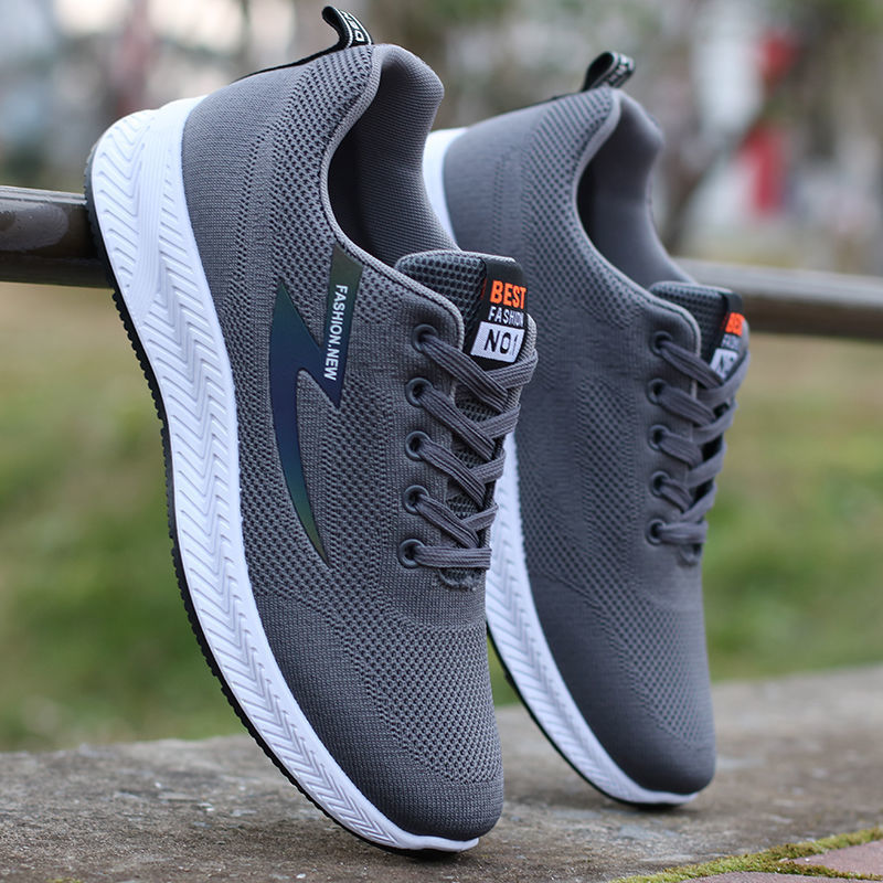 Men's Shoes, Breathable and Comfortable Sports Shoes, Trendy Youth Fly-Knit Running Shoes, Non-Slip and Wear-Resistant Work Casual Shoes for Men