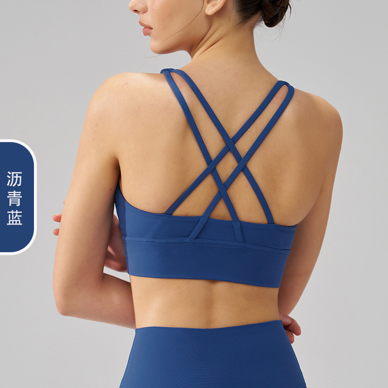 Picture of 2022 new double-sided brushed cross back sports underwear shockproof push up yoga sports bra fitness vest