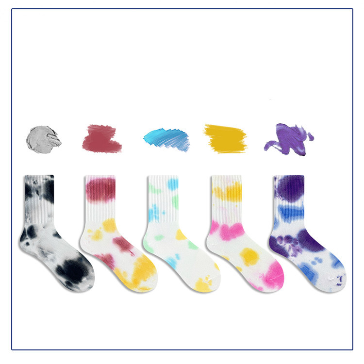 Cross-border tie-dyed socks Spring and Autumn Street ins fashion online red sun women's all-match personalized mid-calf socks wholesale