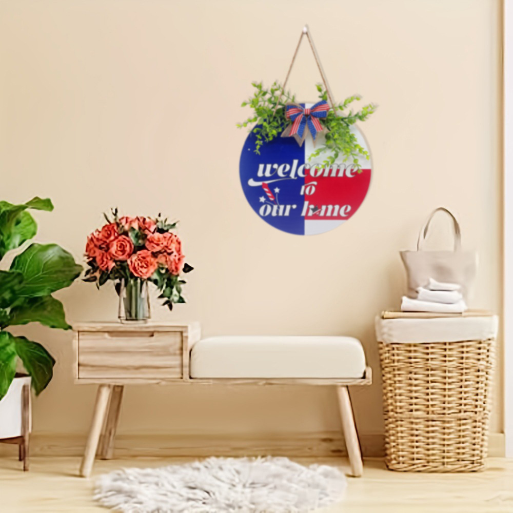 Picture of in stock Cross-border US Independence Day Wooden Listing National Flag Logo Door Hanging Door Plate Decorations Wooden Craft Listing