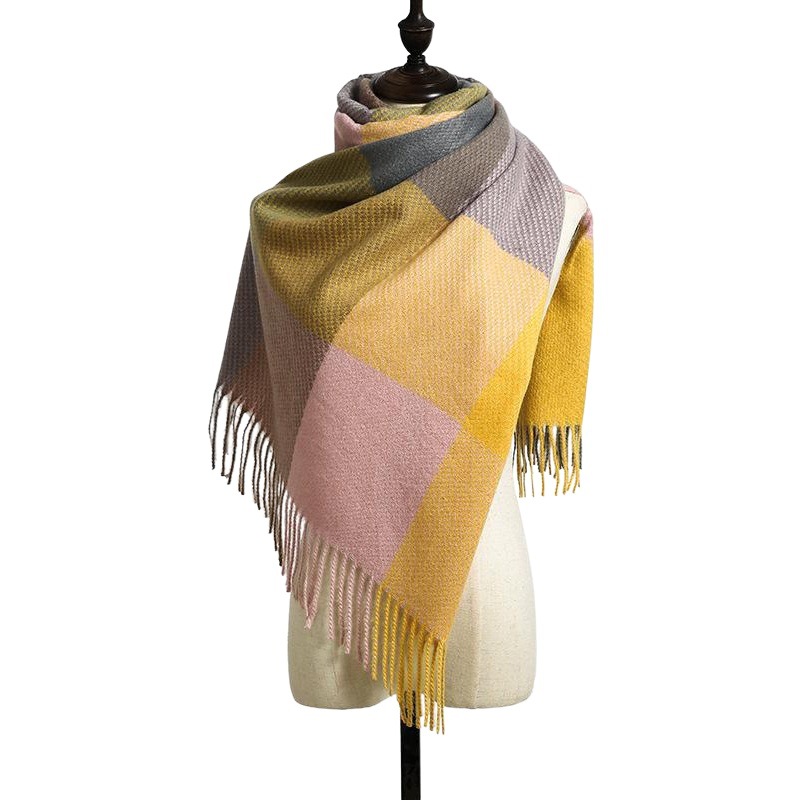 Plaid scarf women's autumn and winter cashmere scarf winter British style plaid tassel shawl wholesale scarf scarf