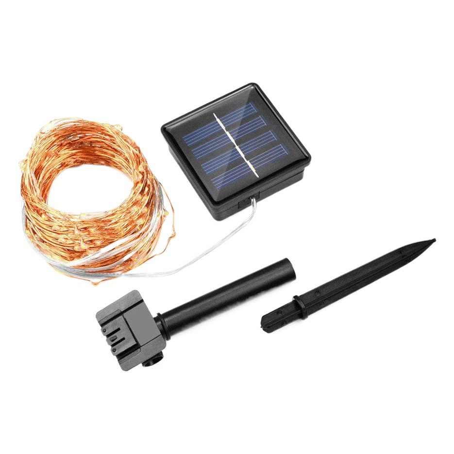 Solar string cross-border copper wire LED string lamp courtyard outdoor Christmas atmosphere decorative copper wire copper wire lamp