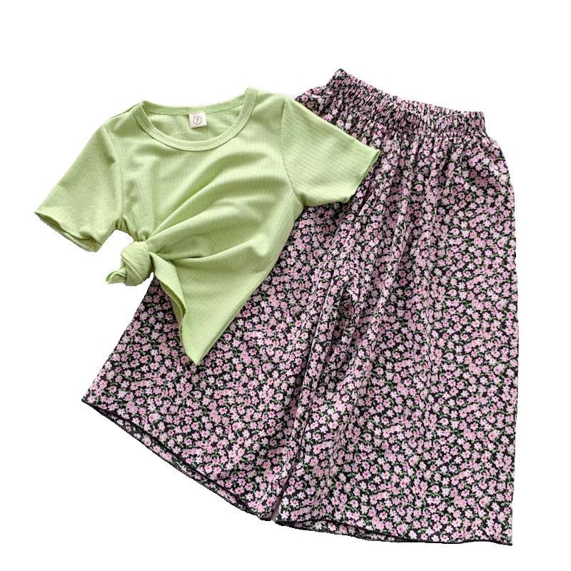 Picture of Summer new girls' pastoral style candy color cold casual trendy mosquito-proof sun protection lightweight holiday floral straight pants