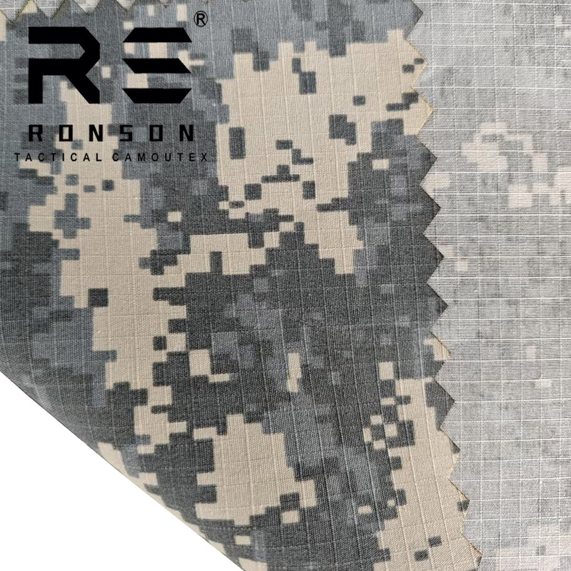 Picture of Rongsheng in stock U.S. Army UCP Grey Plaid Digital ACU Camouflage Fabric Polyester Cotton Plaid Breathable Wear-Resistant Tactical Fabric