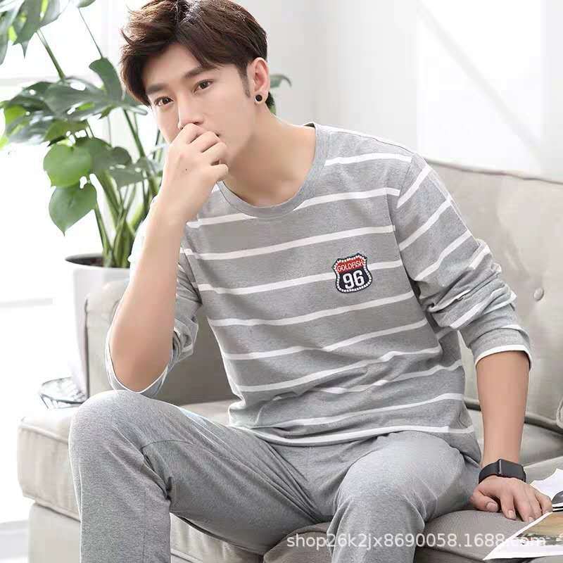 Picture of Men's Pajamas Long Sleeve Pants Spring and Autumn Thin Dad Large Size Casual Home Wear Factory Foreign Trade Cross-border Explosions