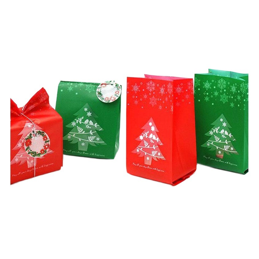 Spot frosted gift bag Christmas gift bag red and green Christmas tree snowflake packaging bag candy bag wholesale 50