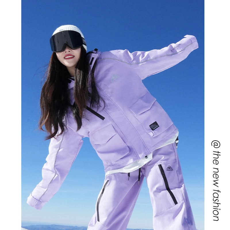 Autumn and Winter Couple Waterproof and Cold-Proof Ski Clothing for Men and Women with Reflective Strips to Heattech and Thicken