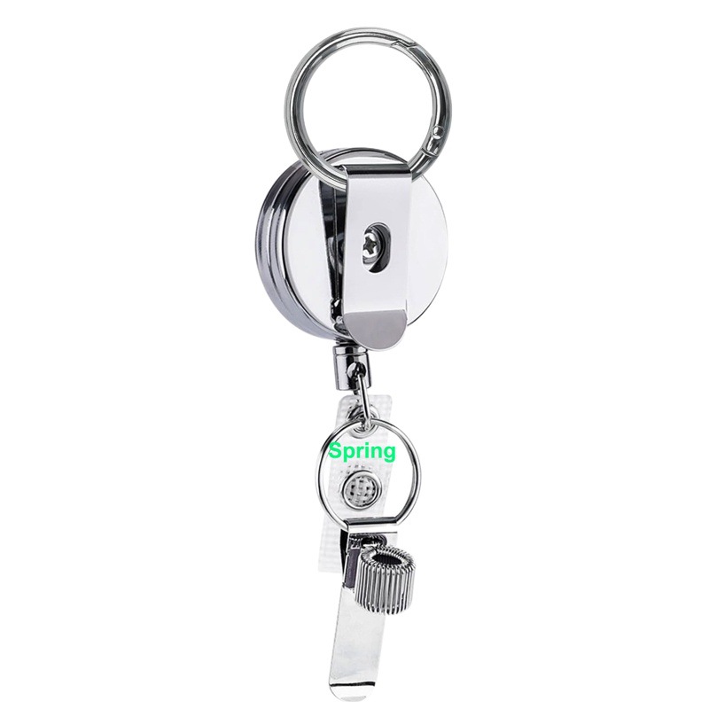 New creative Amazon retractable pen holder easy pull buckle anti-lost anti-theft steel wire keychain metal easy pull pen case