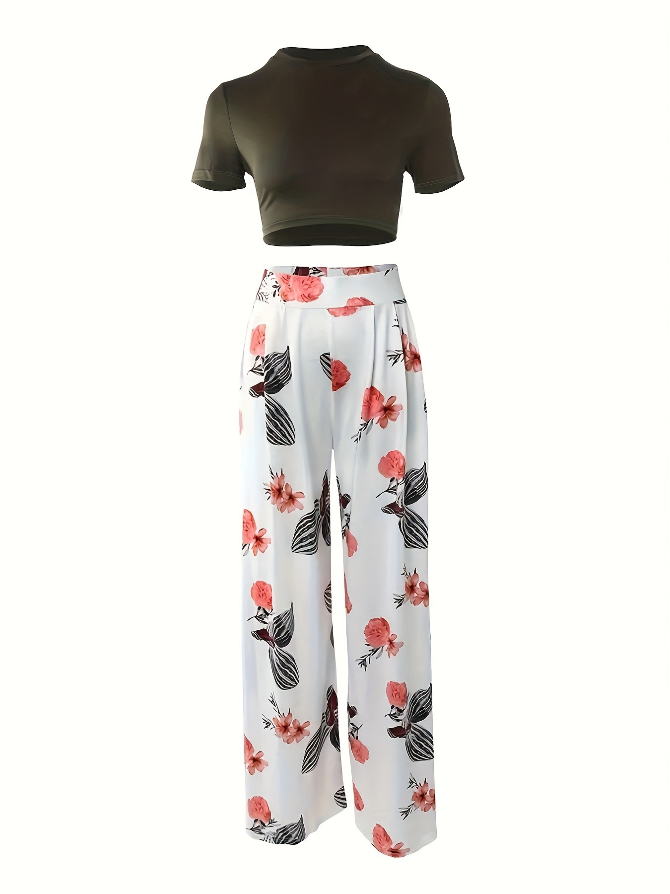 Picture of Cross-Border European and American New Fashion Trendyy Casual Suits 2024 New Trendyy Printed T-Shirt + Wide-Leg Pants Suit for Women