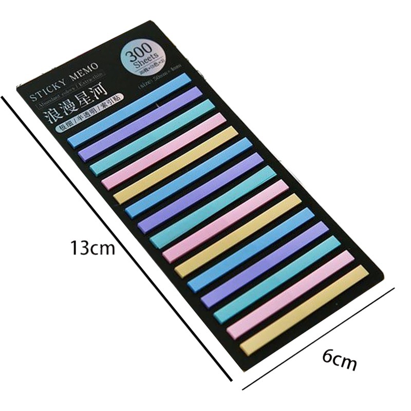 Thin Strips of Ultra-Fine Index Tabs for Students, Transparent Sticky Notes, 300 Pieces, Fluorescent Version for Planners