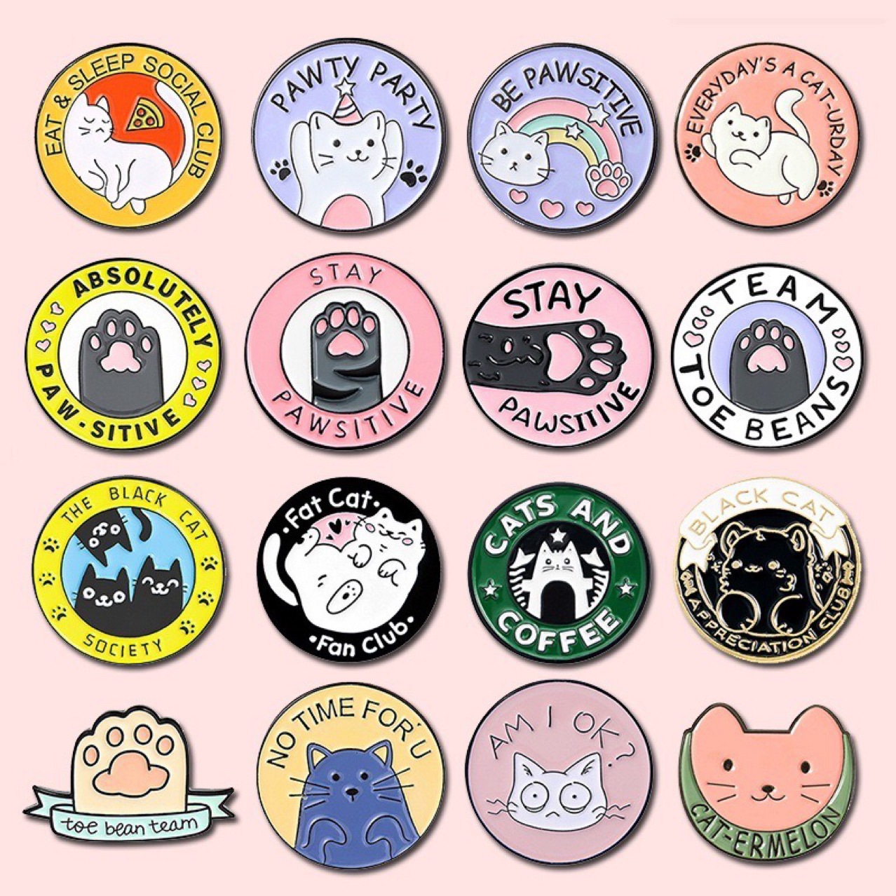 Cartoon Cat Series Brooch Creative Cute Cute Cute Round Cat Shape Metal Badge Personalized Cross-border Accessories