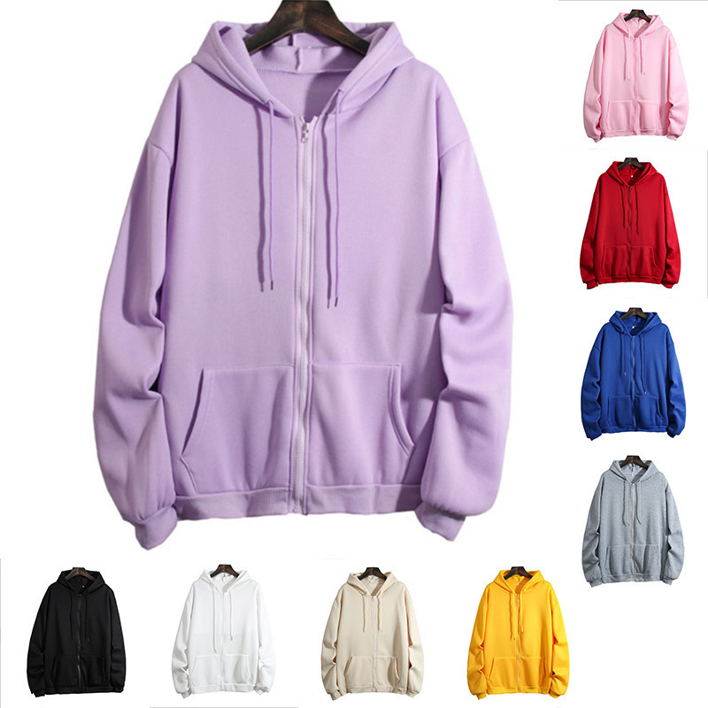 Cross-border Amazon Europe and the United States loose hooded sweater women's autumn and winter plus size zipper cardigan jacket wholesale