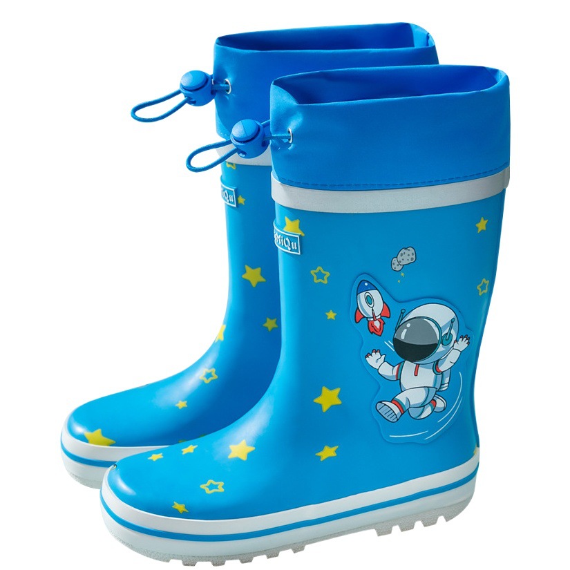 Children's Cartoon Rubber Rain Boots Dinosaur Mid-Calf Rain Boots with Closed Toe for Boys and Girls Elementary School Students Comfortable Waterproof Rubber Shoes