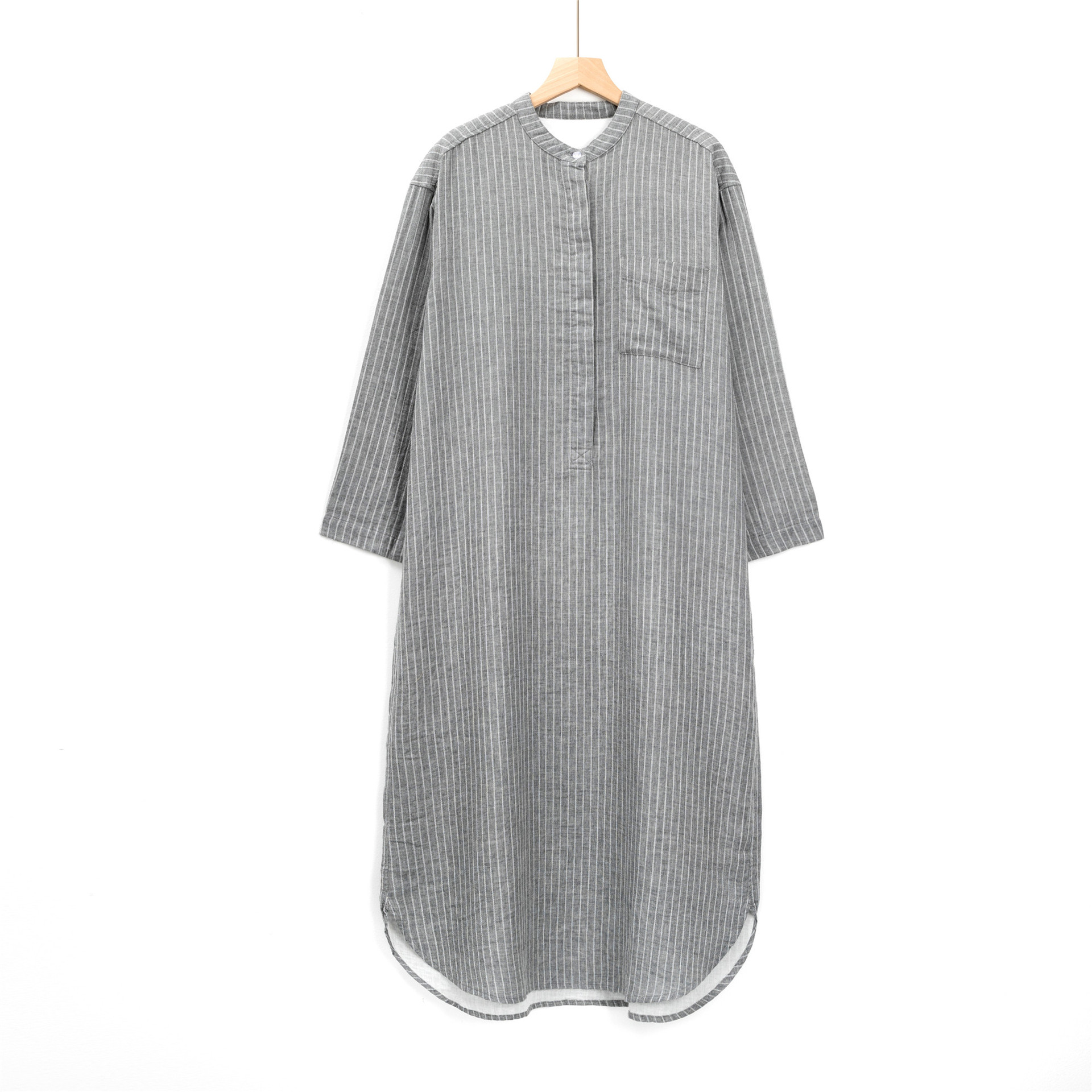 Picture of Double-Layer Gauze Nightgown, Japanese-Style Striped Plaid, All-Cotton Home Dress, Plus Size, Non-See-Through Pajamas, Pure Cotton Fabric, Breathable and Comfortable