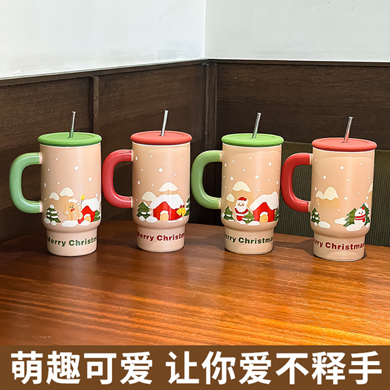 Picture of Christmas gift large capacity ceramic mug mug creative cute sippy cup couple cup female companion gift
