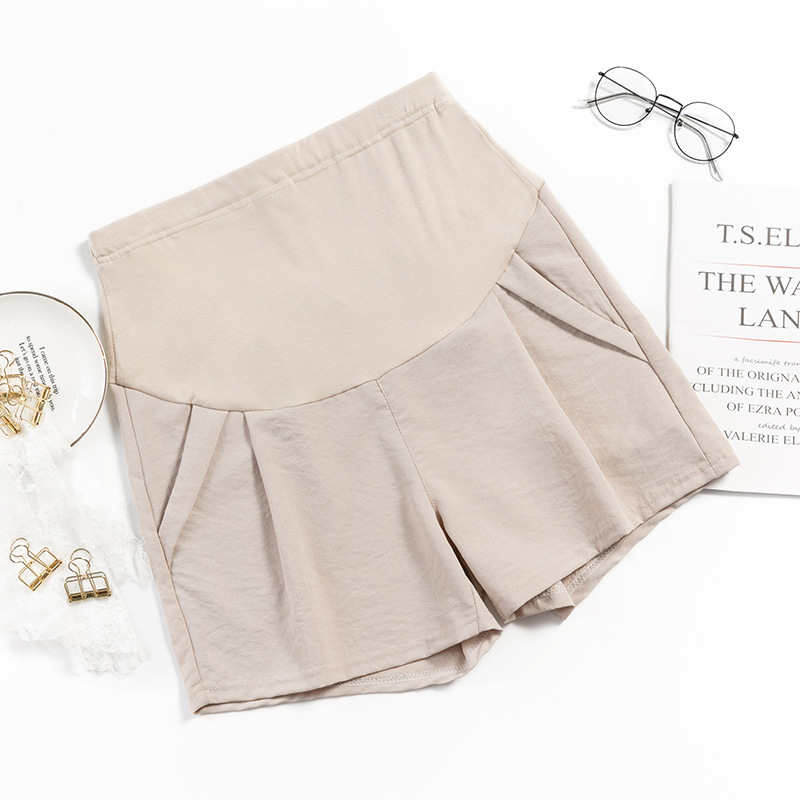 Picture of Pregnant Women's Pants Summer Wide-leg Pants Hemp Material Belly-supporting Shorts Outer Wear Casual Pants Small Home Pregnant Women Leggings