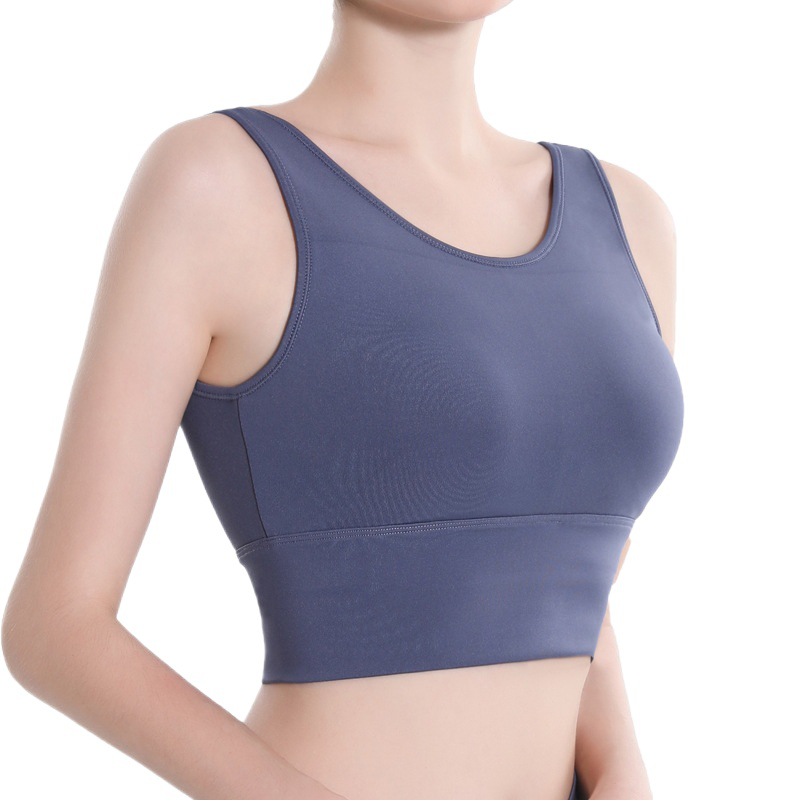 2025 New European and American Fully Wrapped Fashionable Vest-Style Sports Bra Deep U Beautiful Back Shock-Absorbing Push-Up Fitness Intimates