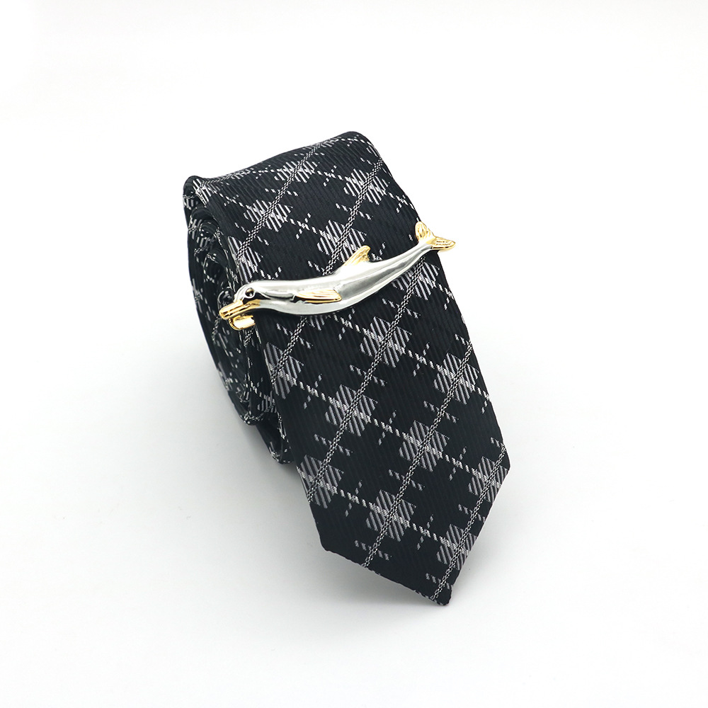 Picture of [Quality pure copper thick plating] men's jewelry wholesale animal whale dolphin tie clip spot can be set