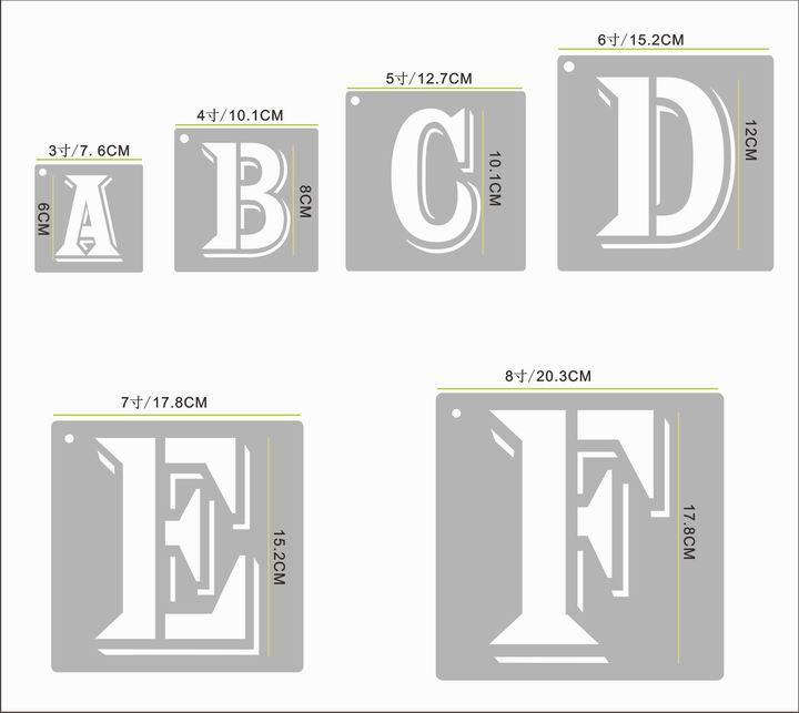 Picture of Cross-border 36-piece shadow word English letters and numbers inkjet template letters and numbers hollow wall painting paint Template