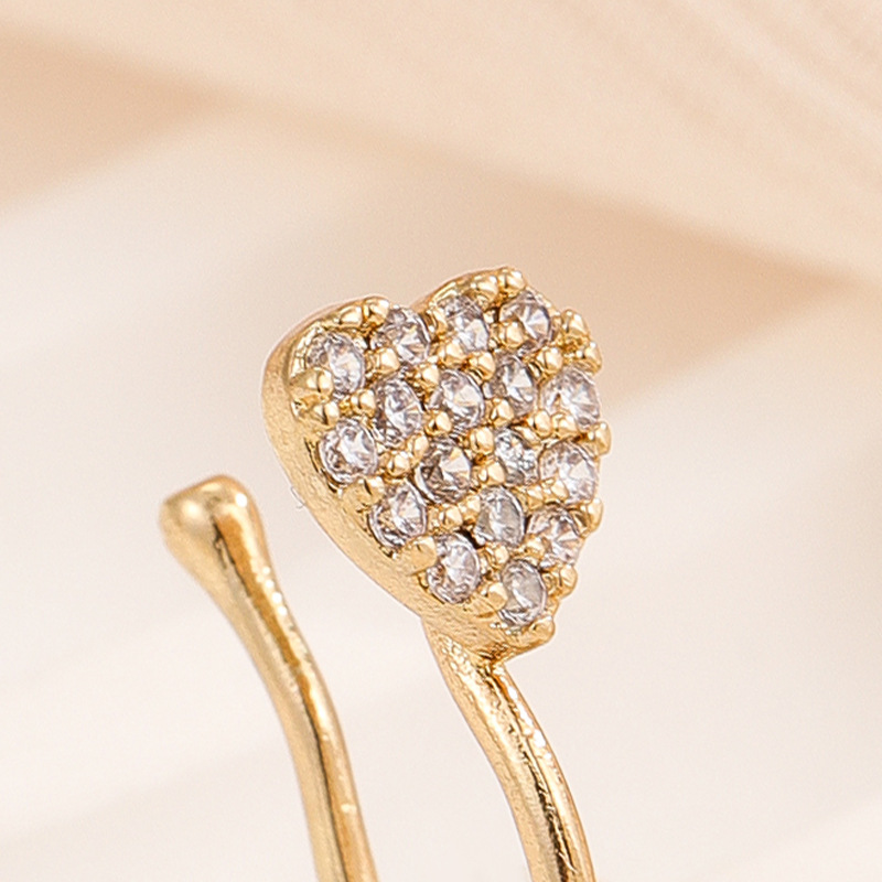 Picture of European and American hip-hop style micro-inlaid zircon love niche design nose clip non-perforated nose nail personality versatile nose ring