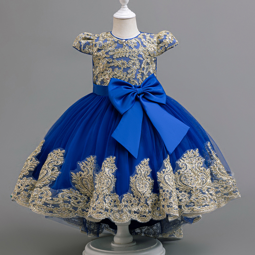 Picture of Cross Border Girl Princess Dress Bow Phnom Penh Embroidered Trailing Special Holiday Event Halloween Vintage Dress