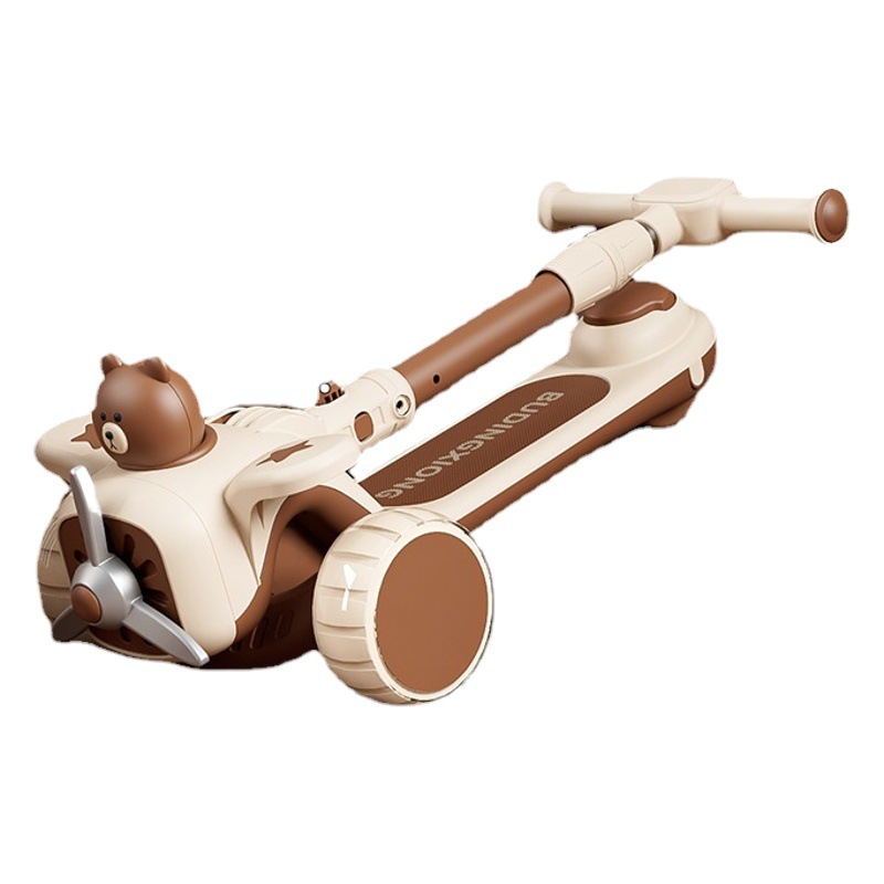 Sitable Pulley Pedal Scooter Cartoon Car Airplane Scooter 1-3 Years Old Kidsren's Car Foldableing Scooter
