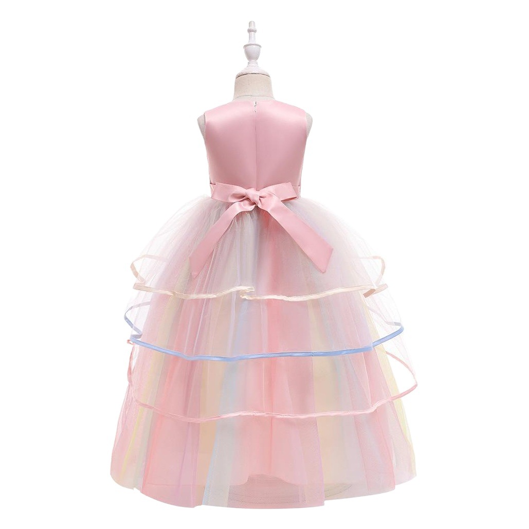 European and American Foreign Trade Girl Dress Amazon Foreign Trade Girl Unicorn dress Rainbow Mesh Festival Dress