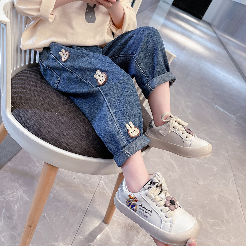 Picture of Girls' Pants Korean Jeans Women's Micro Denim Pants Fashion Split Stretch Girls' Spring and Autumn Jeans