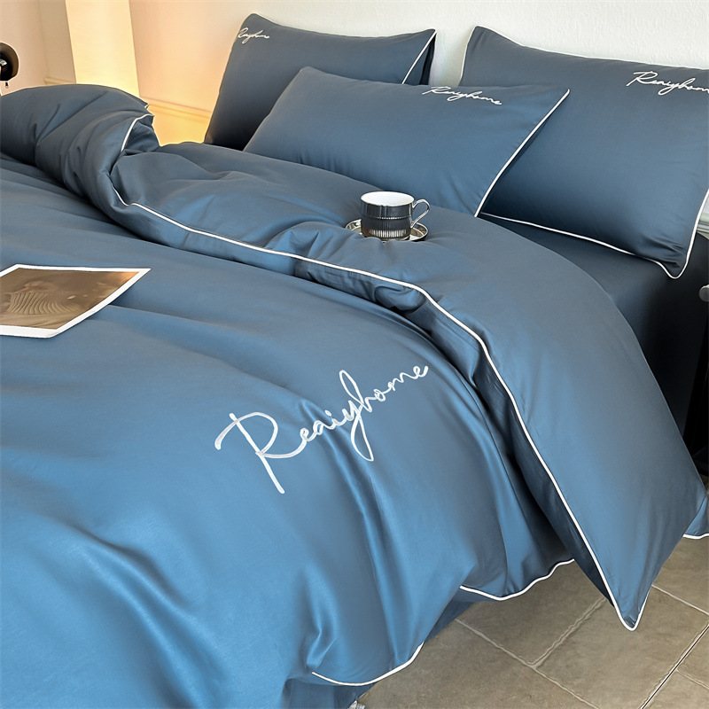 Picture of Advanced Sense 60 Light Luxury Long-staple Cotton Cotton Bed Four-piece Cotton Embroidered Quilt Cover 100 Cotton Bed Sheet Mattress 3